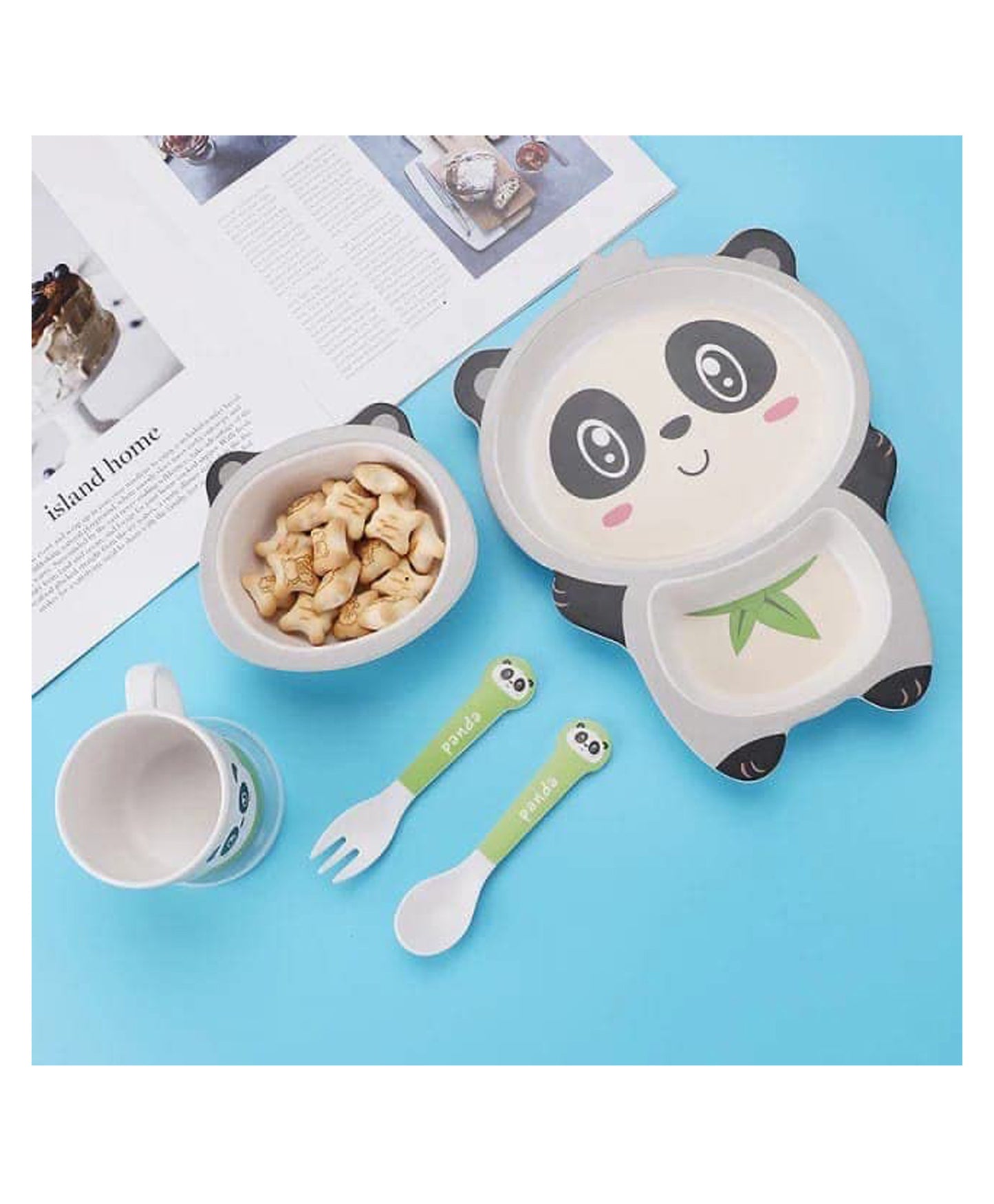 Playful Panda Bamboo Kids Dinner /Feeding Set of 5
