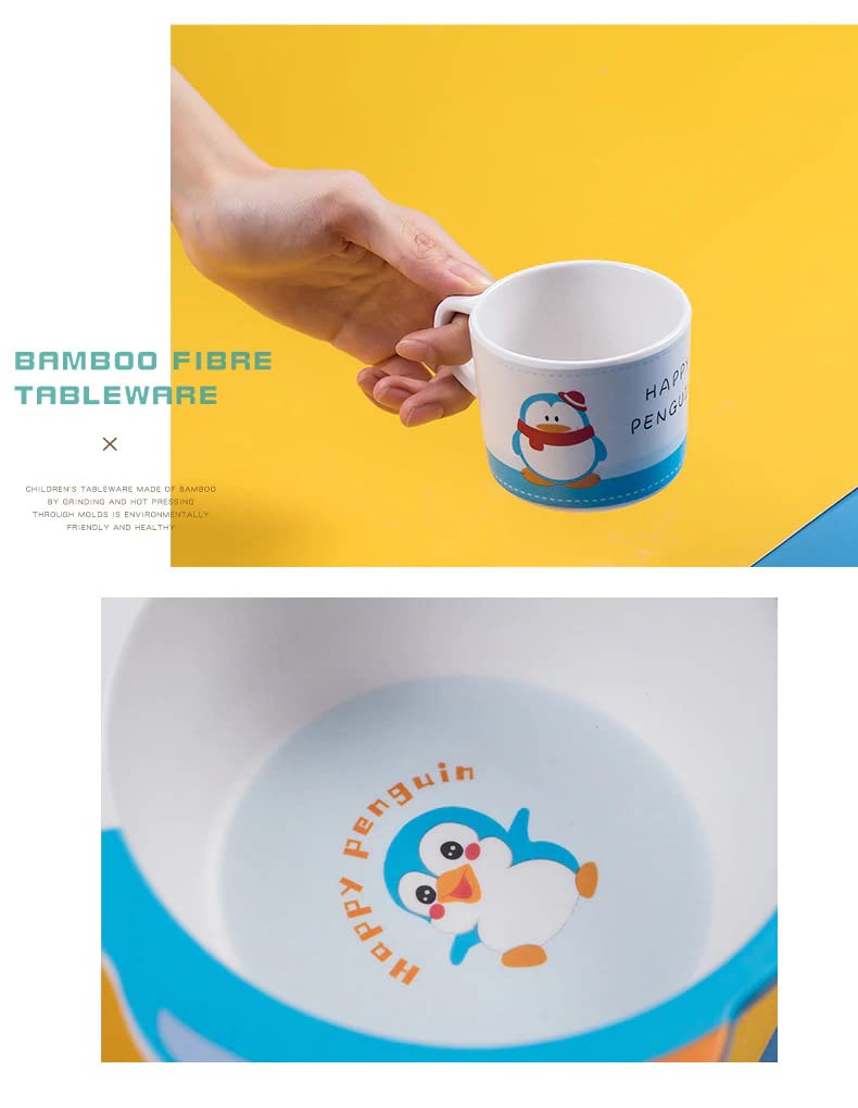 Playful Penguin Bamboo Kids Dinner /Feeding Set of 5