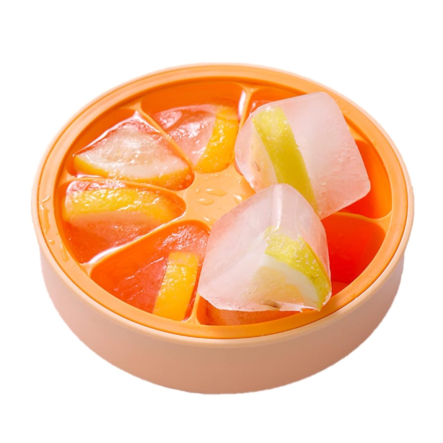 Orange Shape Ice Box, 8-Piece Ice Cube Tray with Lid