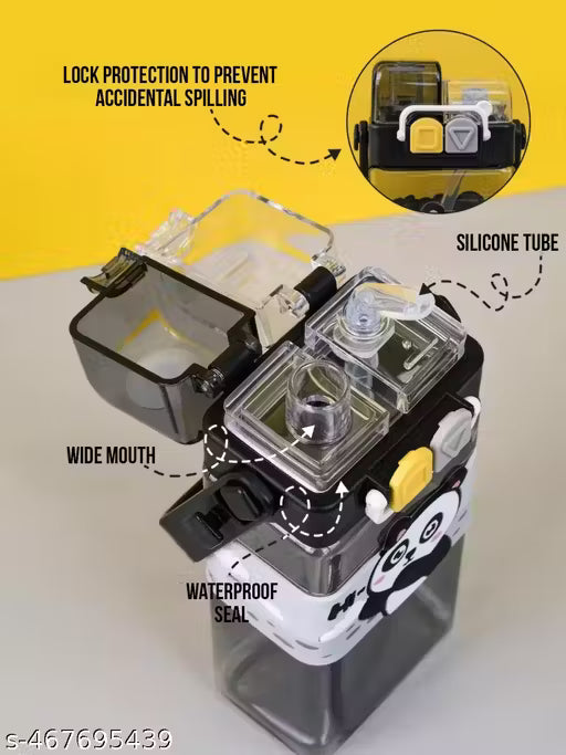 Panda Double Straw Water Bottle 520Ml